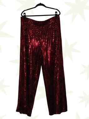 VTG Vamp sequin high waist wide leg disco pants 3X